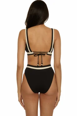 Becca COAST LINE PLUNGE TOP |ROSE BERRY|BLACK/TAN Outlet