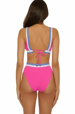 Becca COAST LINE PLUNGE TOP |ROSE BERRY|BLACK/TAN Outlet