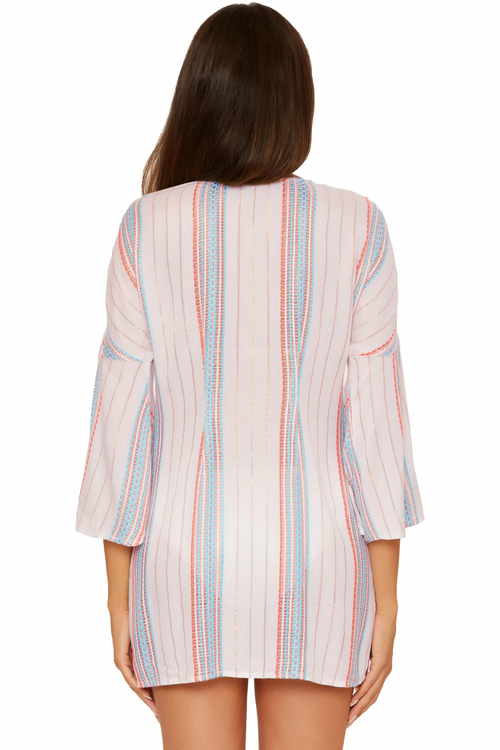 Becca RADIANCE V-NECK TUNIC |WHT/CRL/OAS STRIPE|WHITE Hot